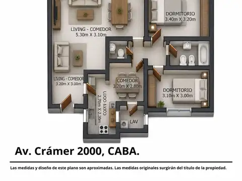 Departamento en Venta de 3 ambientes