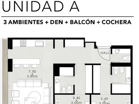 Departamento en Venta de 3 ambientes