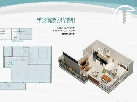 Departamento en Venta de 1 dormitorio