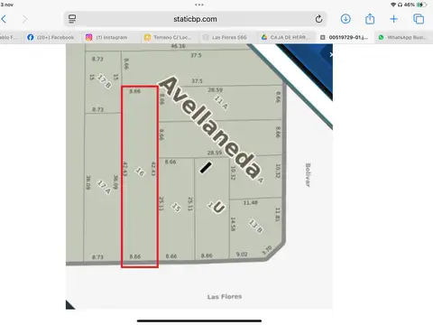 Terreno en Venta 8  mts Frente