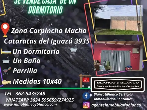 Se Vende Casa de un Dormitorio en Carpincho Macho