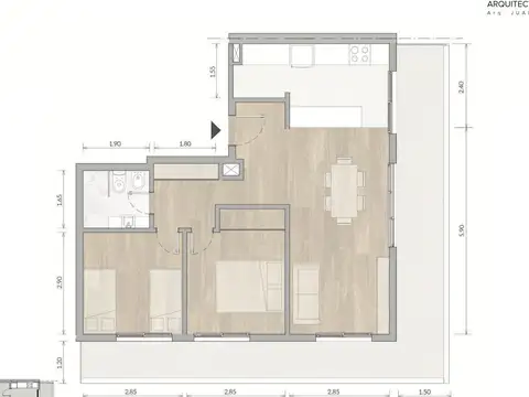 Departamento 2 ambientes con 1 baño