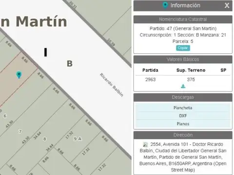 Terreno en Venta 8  mts Frente