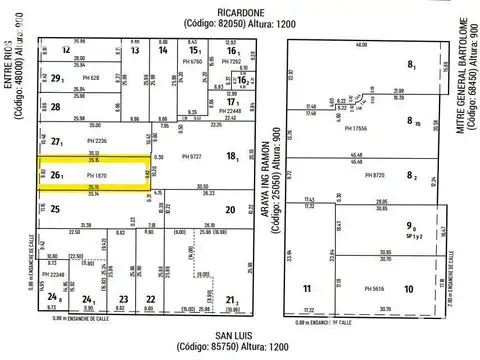 Terreno en Venta 9  mts Frente