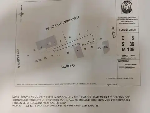 EXCELE UBICACION LOTE 9.87 X 22,70  ZONIFICACION U.S.A.M.