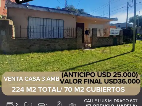 VENTA CASA 3 AMBIENTES ING ALLAN