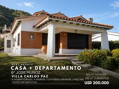 Venta casa con departamento con piscina solarium en jose muñoz - villa carlos paz