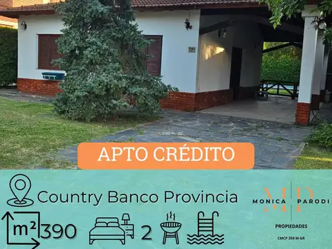 CASA EN VENTA EN COUNTRY BANCO PROVINCIA – UNA PLANTA – PISCINA