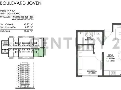 Departamento en Venta de 1 dormitorio