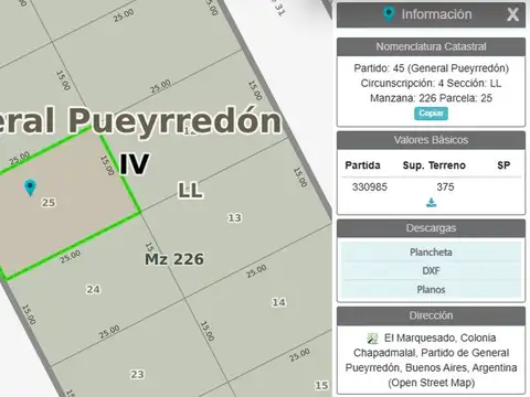 Terreno en Venta en Miramar, USD 25.000