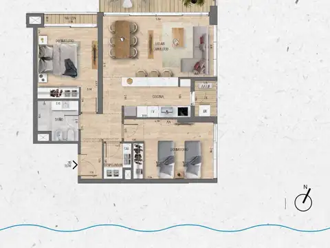 VENTA Apartamento 2 dormitorios Lago Calcagno