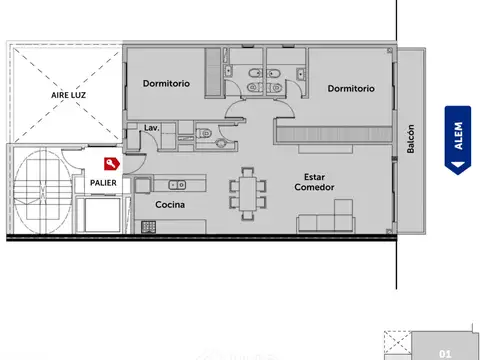Departamento en Venta de 1 dormitorio