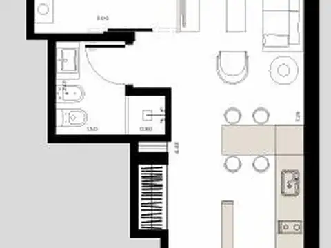 Departamento Monoambiente Divisible en Villa Devoto