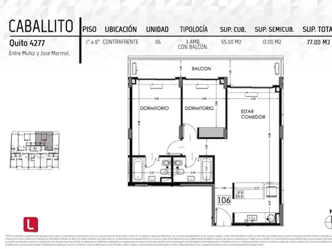 Departamento en Venta en Caballito, USD 198.000