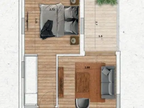 Venta de apartamento de 1 dormitorio en Cordón Sur. Entrega: dic. 2026