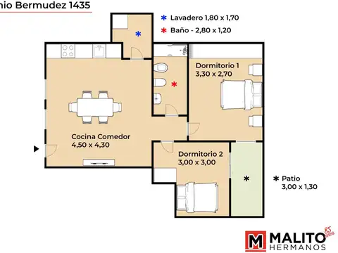 Depto Tipo Casa en Venta de 3 ambientes