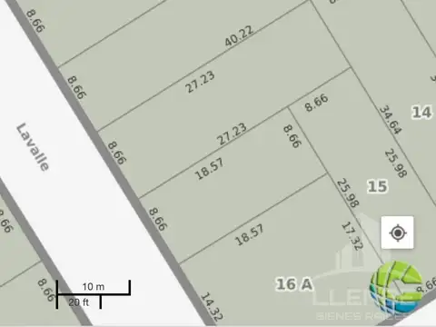 Terreno en Venta 8  mts Frente