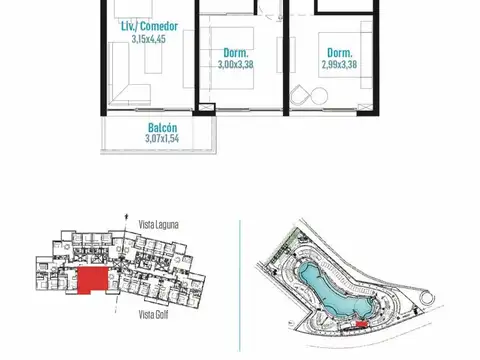 Departamento 3 ambientes con 2 baños