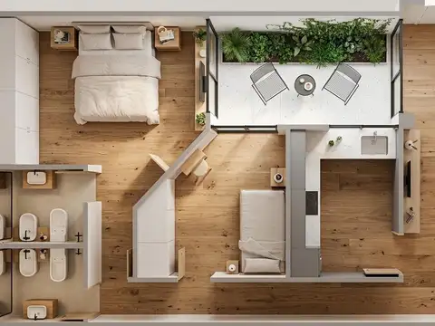 Depto Tipo Casa 3 ambientes con 2 baños