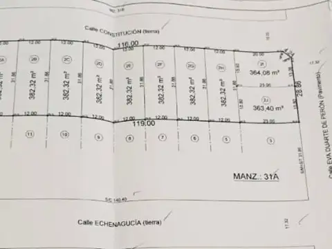 Terreno en Venta de 382,0 m2