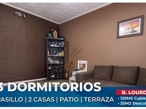 CASA DE PASILLO EN VENTA 3 DORMITORIOS B. LOURDES