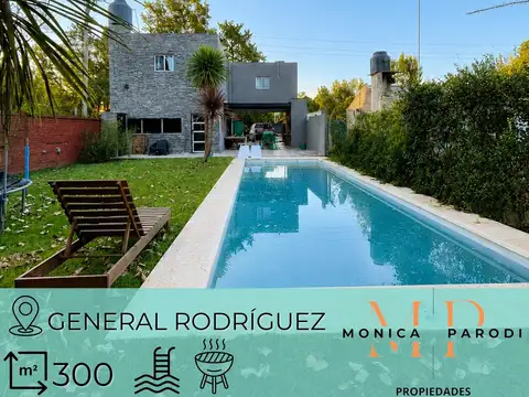 CASA EN VENTA EN BARRIO SEMICERRADO EN GENERAL RODRÍGUEZ CON PISCINA Y 3 DORMITORIOS