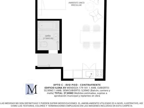 Departamento en Venta de 2 ambientes