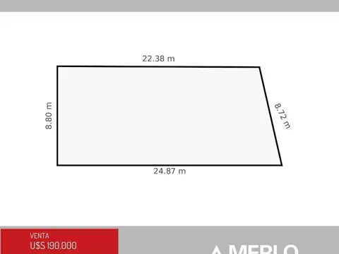 Terreno en Venta 8  mts Frente