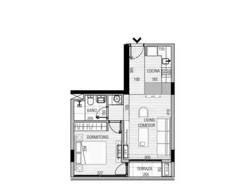 Departamento en Venta de 1 dormitorio