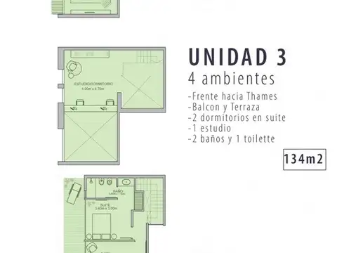 Departamento en Venta de 4 ambientes
