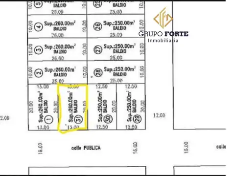 Terreno en Venta de 260,0 m2