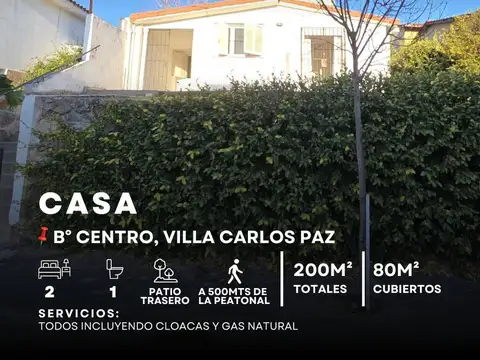 Venta Casa De 2 Dormitorios Con Todos Los Servicios En Centro De Villa Carlos Paz