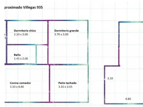 Depto Tipo Casa 3 ambientes con 1 baño