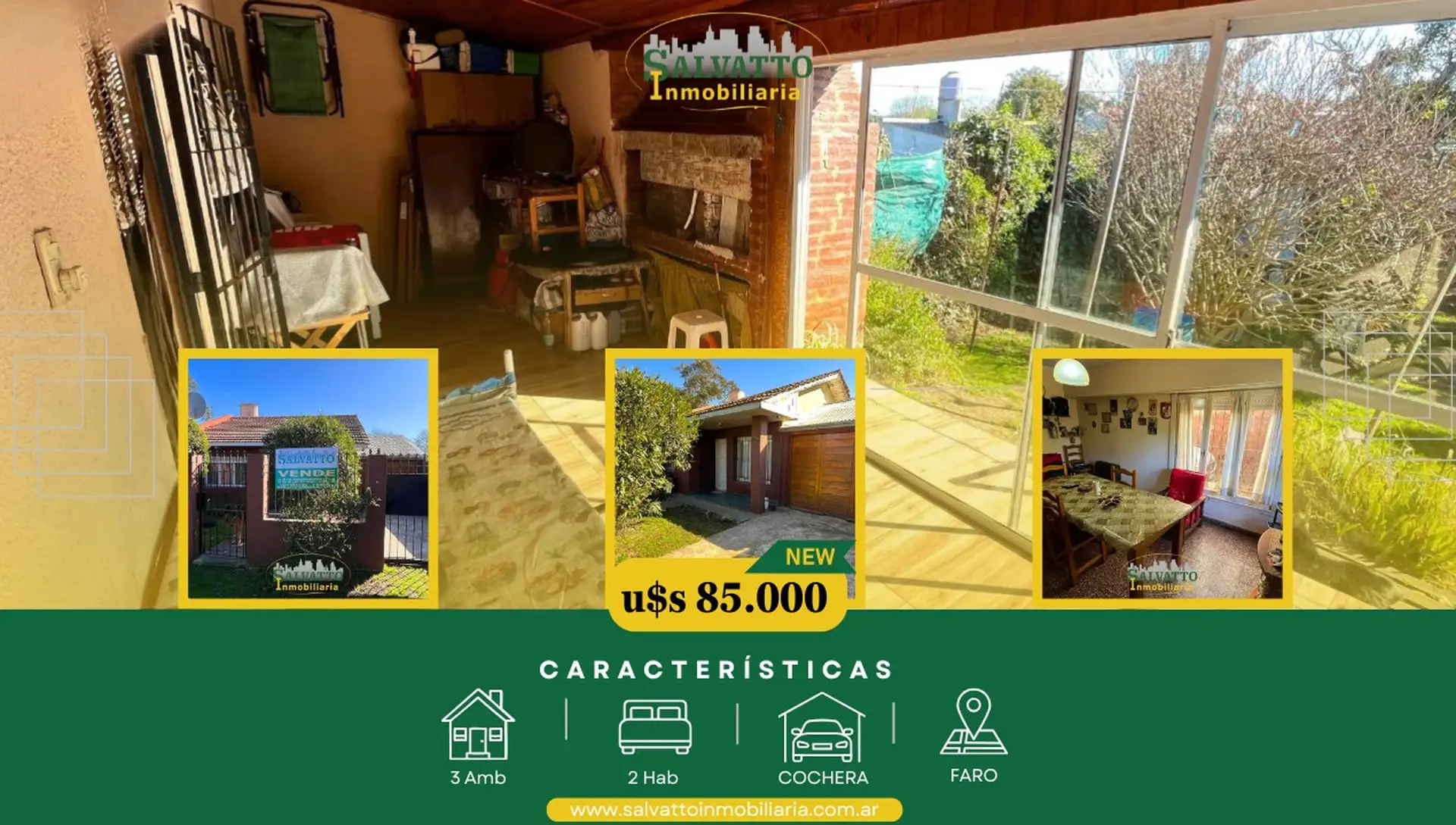 Chalet 3 ambientes con garage y lote propio en barrio Faro
