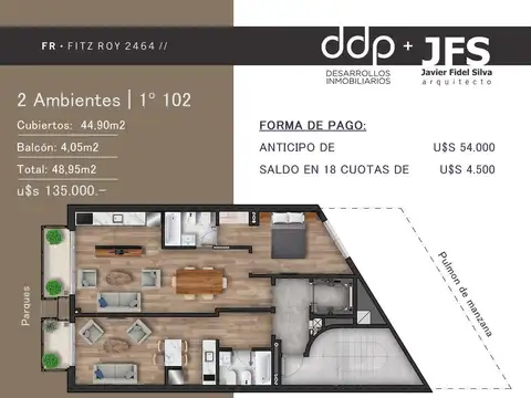 Departamento en Venta de 2 ambientes