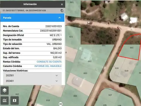 Venta de terreno en Huerta Grande