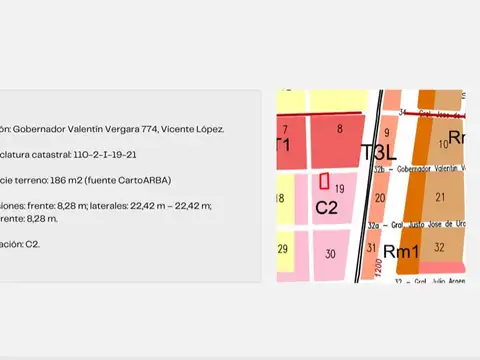 Terreno en Venta 8  mts Frente