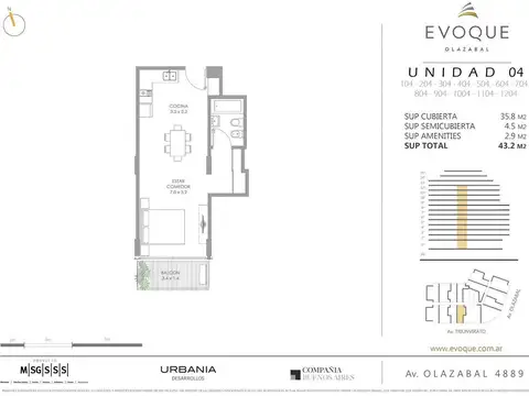 Departamento en Venta de Monoambiente