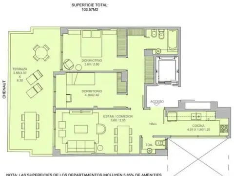 Departamento en Venta de 2 dormitorios