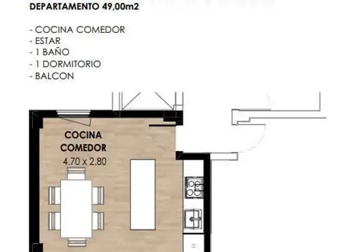 Departamento en Venta de 2 ambientes