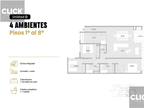 Departamento en Venta de 4 ambientes