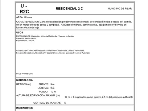 Terreno en Venta en Pilar, USD 300