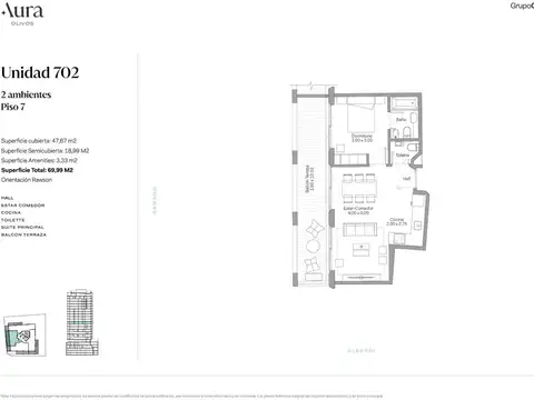 Venta departamento 2 ambientes en Olivos en pozo