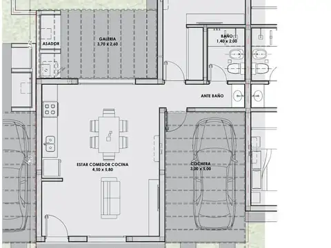 Casa 4 ambientes con 1 baño