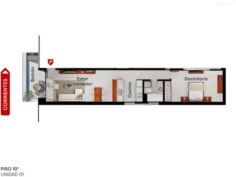 Corrientes y Pasco - Ultimo Dpto de 1 Dormitorio Externo.