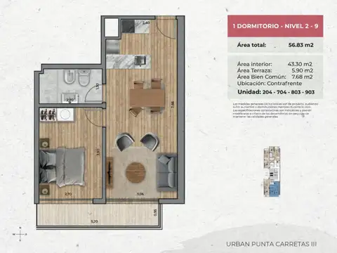 VENTA Apartamento de 1 dormitorio PUNTA CARRETAS