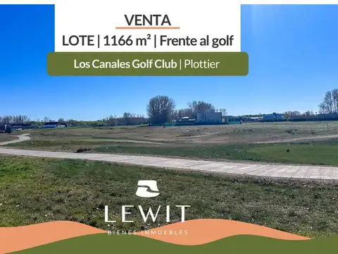 Venta terreno | lote 1166 m² | fondo de cancha: hoyo 4 | los canales golf club | plottier