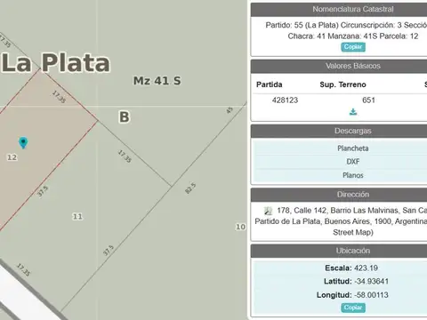LOTE EN VENTA SAN CARLOS LA PLATA 650 m2