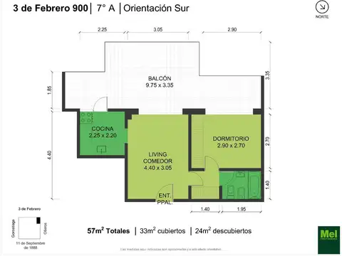 3 De Febrero 900, Piso 7