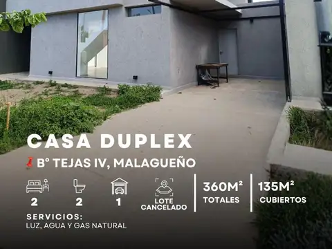 Venta Casa De 2 Dormitorios con Lote Cancelado y Financiación en Barrio Privado Tejas 4 - Malagueño